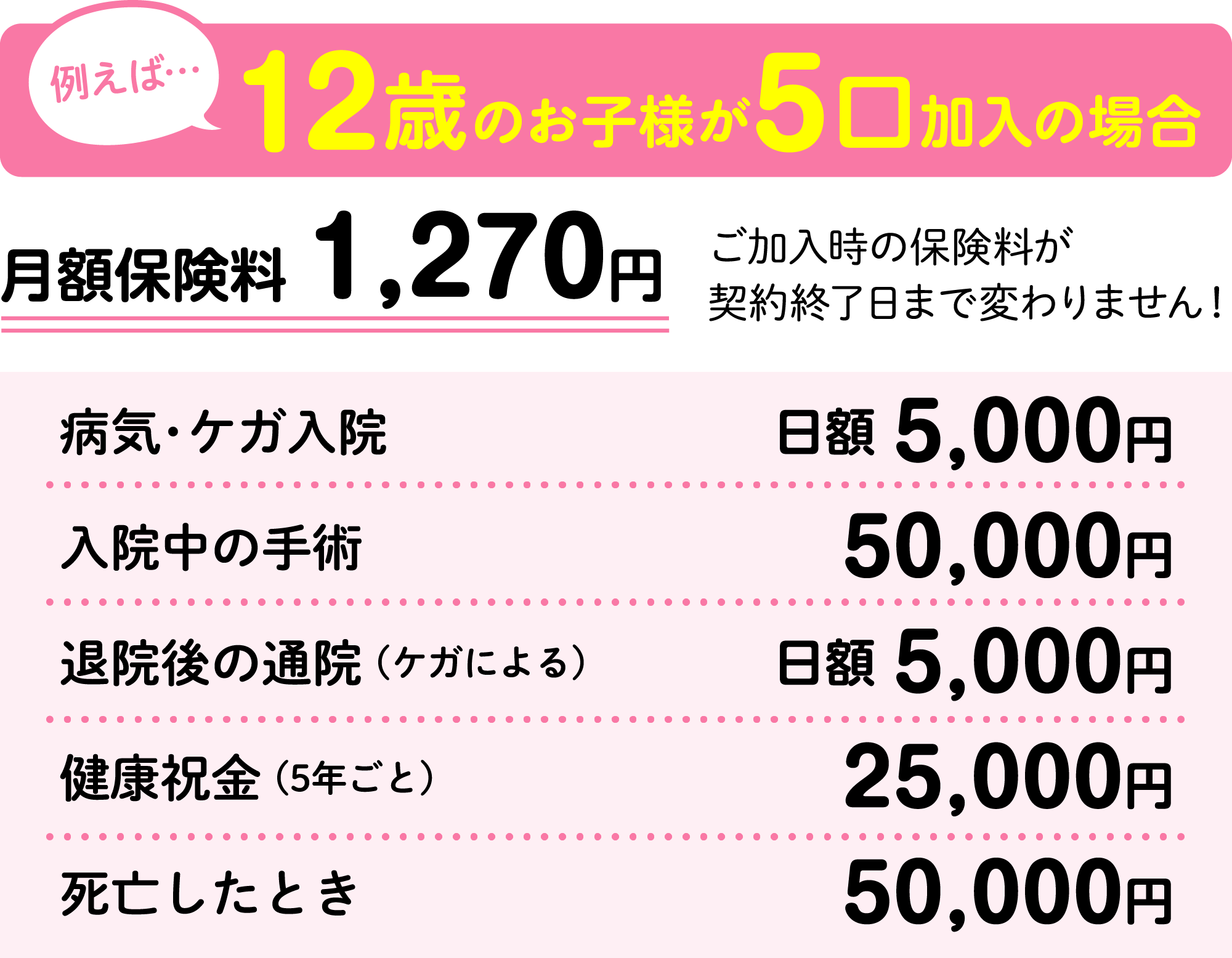 12歳のお子様が5口加入の場合