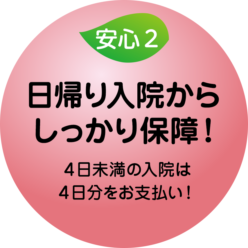 日帰り入院からしっかり保障！