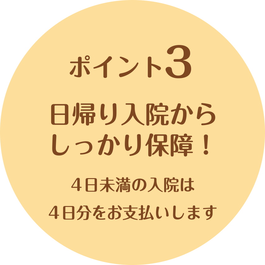 日帰り入院からしっかり保障！